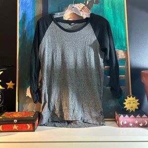 TNA Charcoal and Black Raglan Top Small